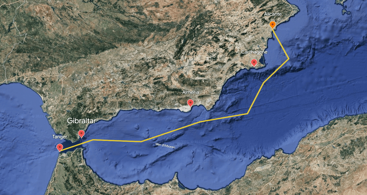 traversée Alicante - Tanger. Passage de Gibraltar